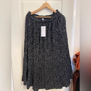 Black Midi Skirt with white polka dots-NWT